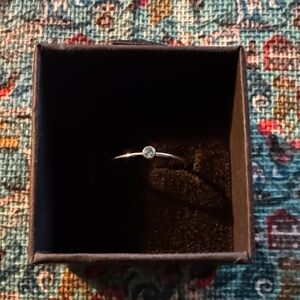 Delicate Silver Stainless Steel Ring with Small Blue Gem